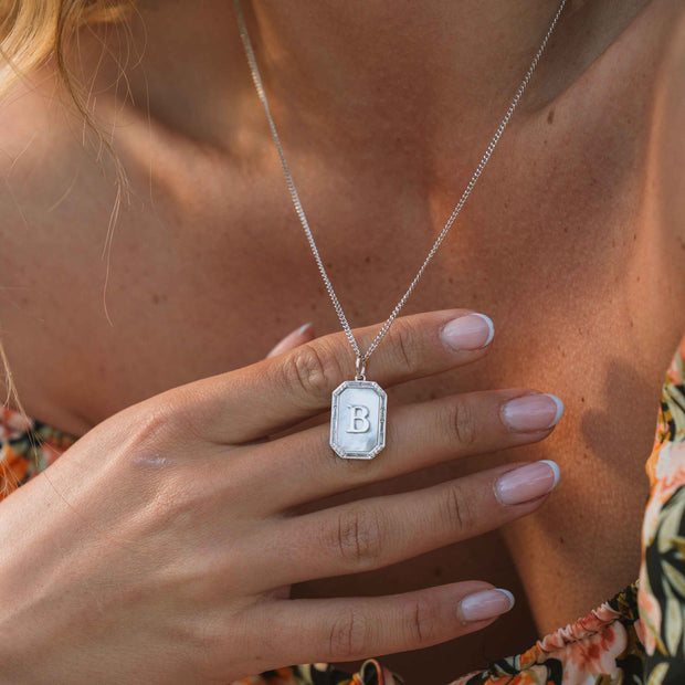 Mother Of Pearl Initial Necklace