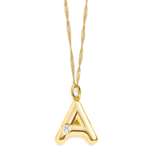 Bubble Letter Initial Necklace