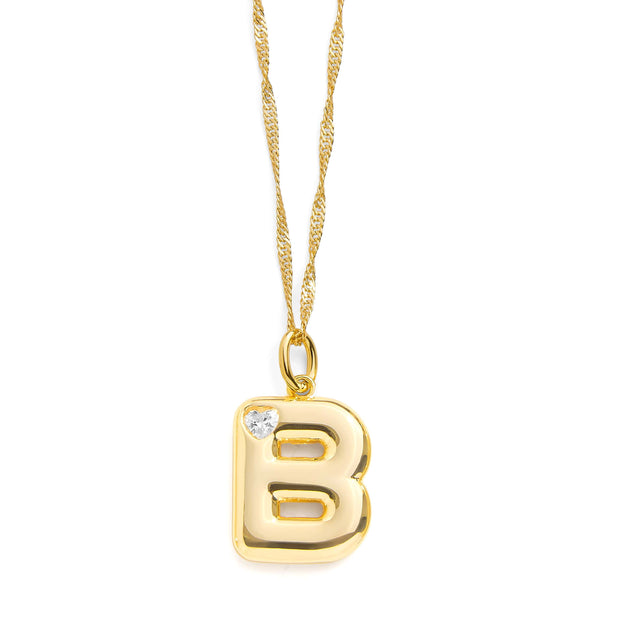 Bubble Letter Initial Necklace