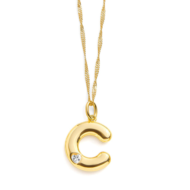 Bubble Letter Initial Necklace