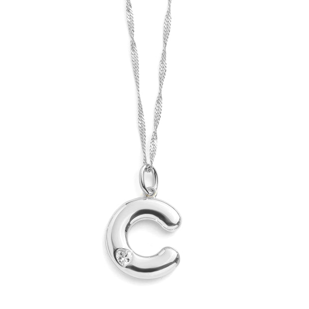 Bubble Letter Initial Necklace