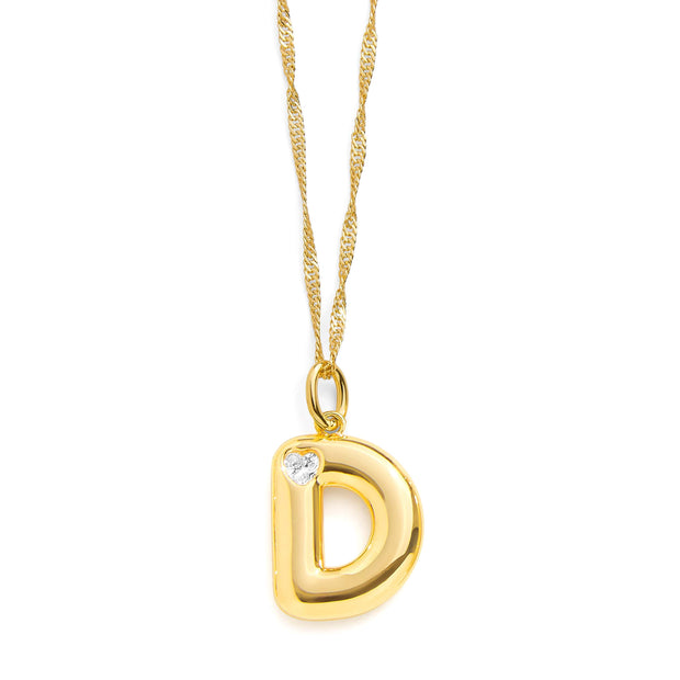 Bubble Letter Initial Necklace