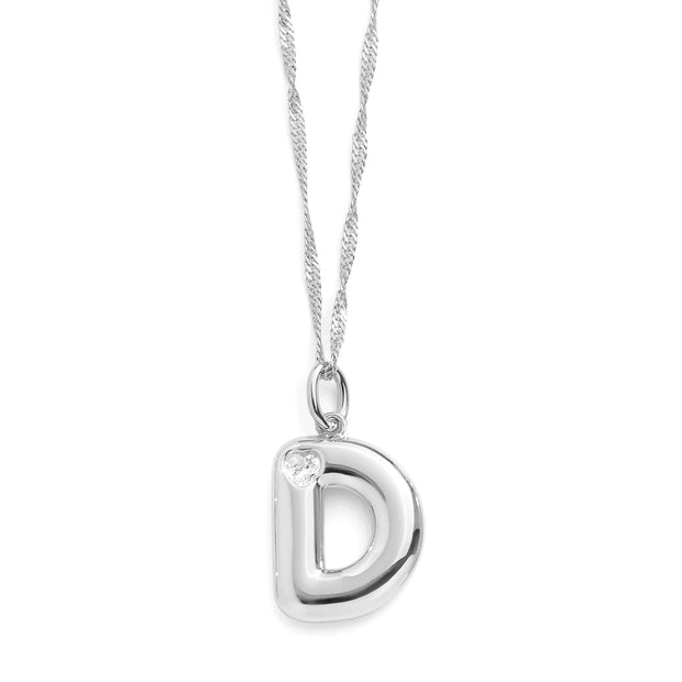 Bubble Letter Initial Necklace