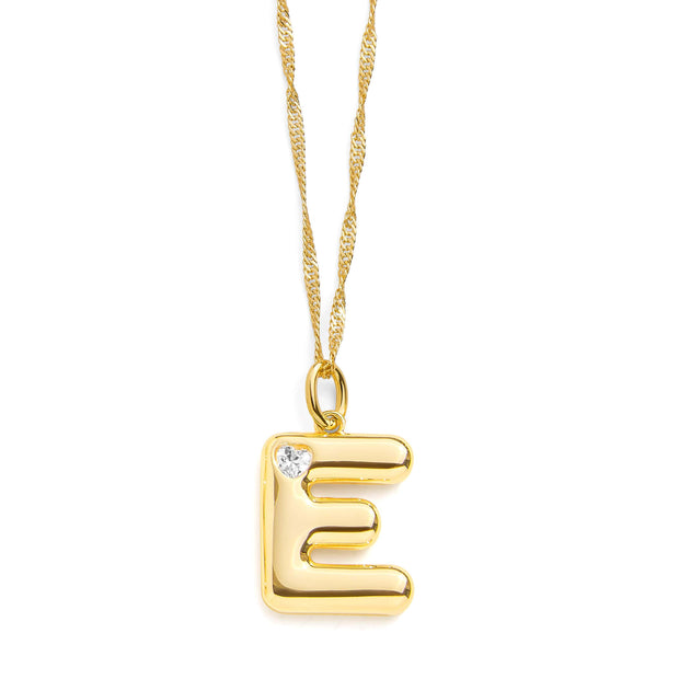 Bubble Letter Initial Necklace