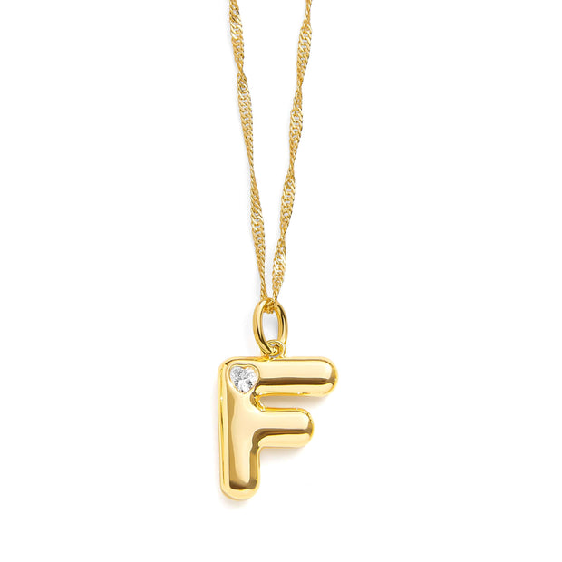 Bubble Letter Initial Necklace