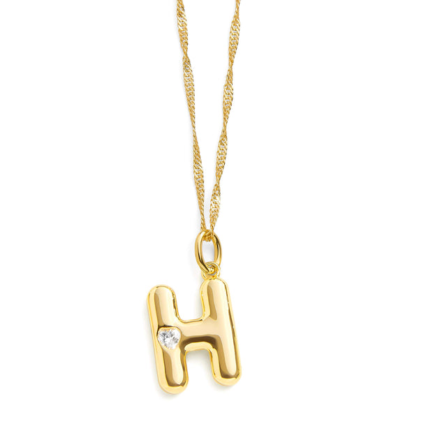 Bubble Letter Initial Necklace