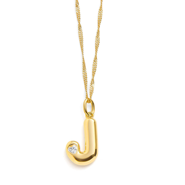 Bubble Letter Initial Necklace