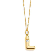 Bubble Letter Initial Necklace