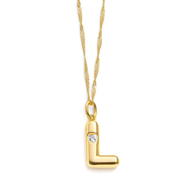 Bubble Letter Initial Necklace