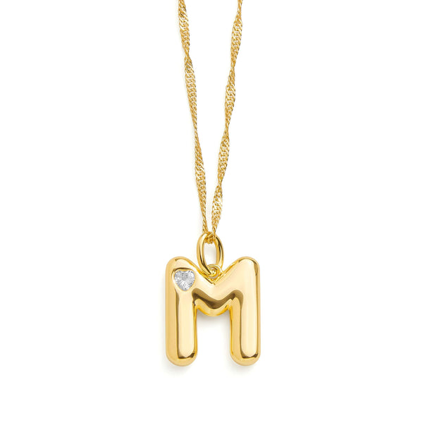 Bubble Letter Initial Necklace