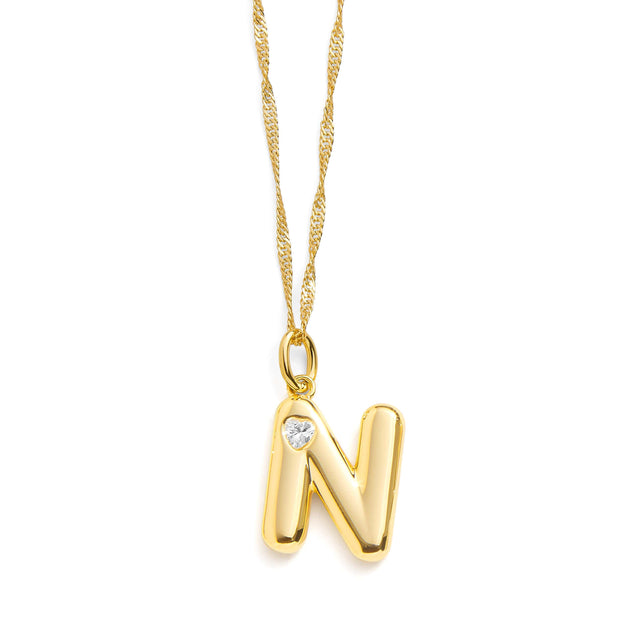 Bubble Letter Initial Necklace