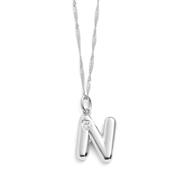 Bubble Letter Initial Necklace