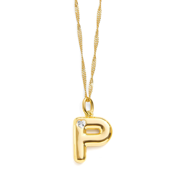 Bubble Letter Initial Necklace