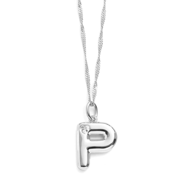 Bubble Letter Initial Necklace