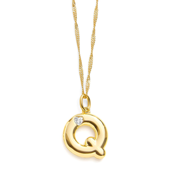 Bubble Letter Initial Necklace