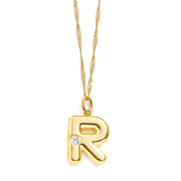Bubble Letter Initial Necklace