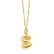 Bubble Letter Initial Necklace