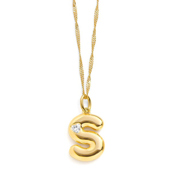Bubble Letter Initial Necklace