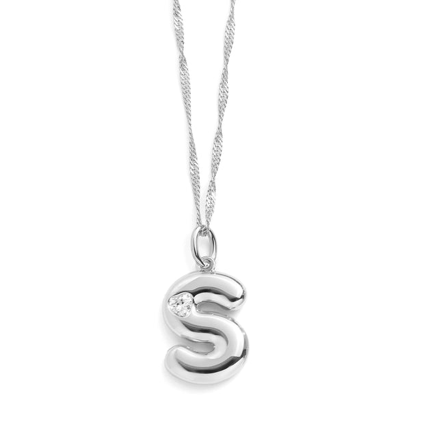 Bubble Letter Initial Necklace