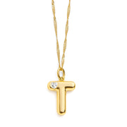 Bubble Letter Initial Necklace