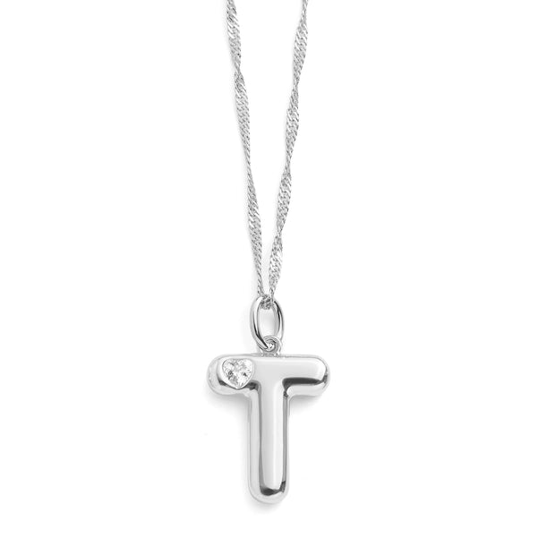 Bubble Letter Initial Necklace