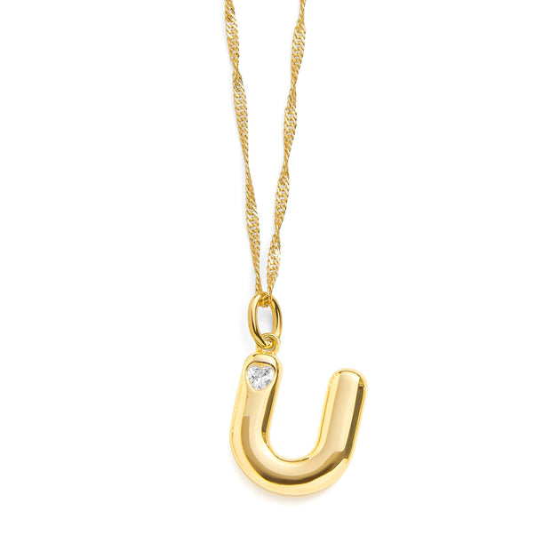 Bubble Letter Initial Necklace