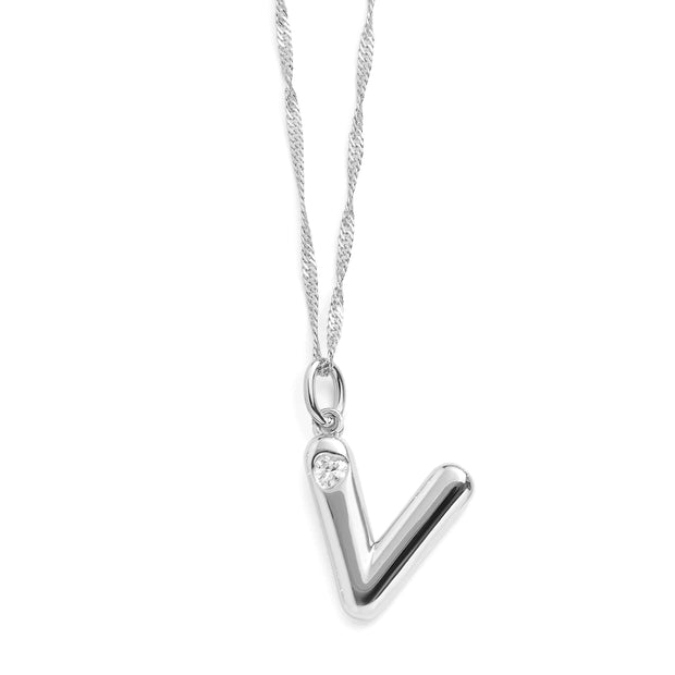 Bubble Letter Initial Necklace