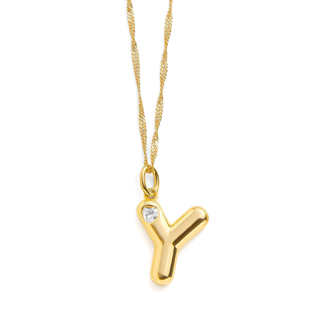 Bubble Letter Initial Necklace