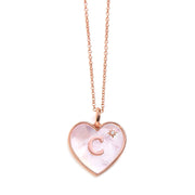 Heart Mother Of Pearl Initial Necklace