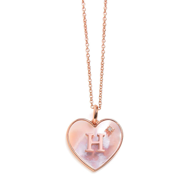 Heart Mother Of Pearl Initial Necklace