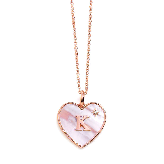 Heart Mother Of Pearl Initial Necklace