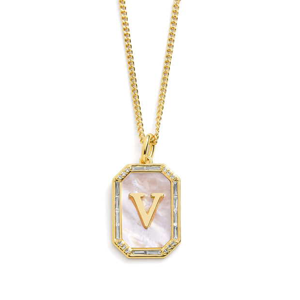 Mother Of Pearl Initial Necklace