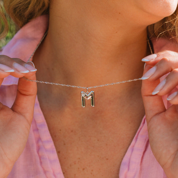 Bubble Letter Initial Necklace