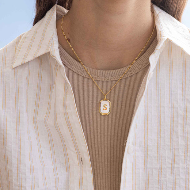 Mother Of Pearl Initial Necklace