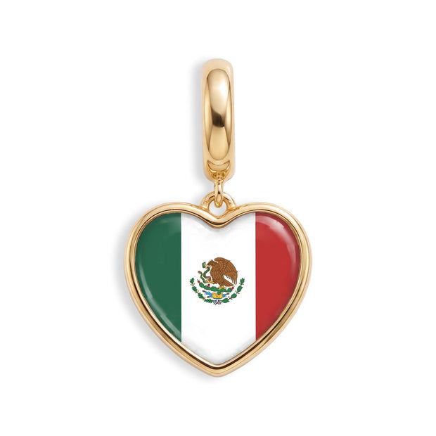 Custom Keepsake Flag charm in gold with the Mexico flag