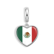 Custom Keepsake Flag charm in silver with the Mexico flag