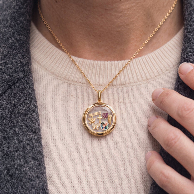 Floating Cross Charm, worn