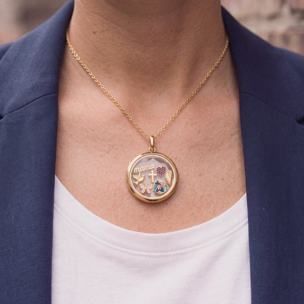 Floating Cross Charm, worn