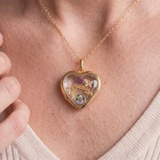 Floating Glass Locket Heart Necklace, worn