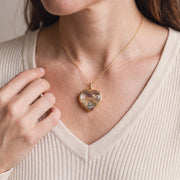 Floating Glass Locket Heart Necklace, worn