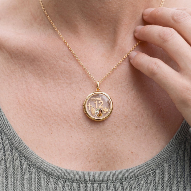 Floating Number Charm, worn