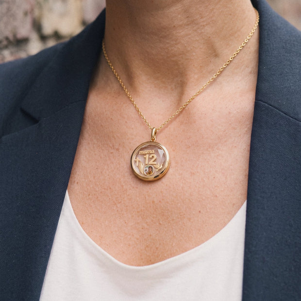 Floating Number Charm, worn