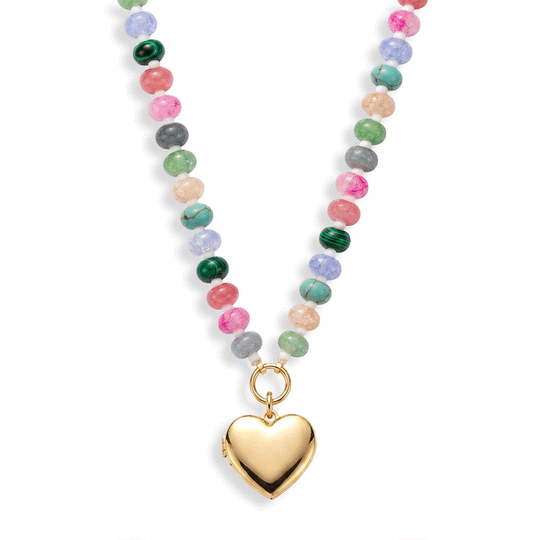 Personalized Semi-Precious Heart Locket Necklace