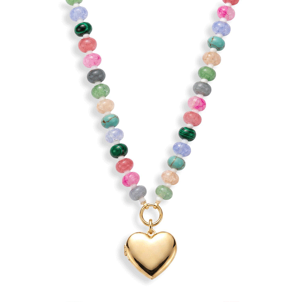 Personalized Semi-Precious Heart Locket Necklace