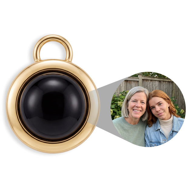 Mini Photo Gem Charm, shown with a sample photo
