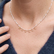 Mini Semi-Precious Personalized Name Necklace, worn