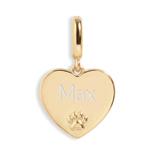 Personalized Paw Print Heart Charm