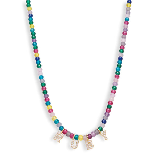 Mini Semi-Precious Personalized Name Necklace
