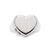 Personalized Heart Signet Locket Ring