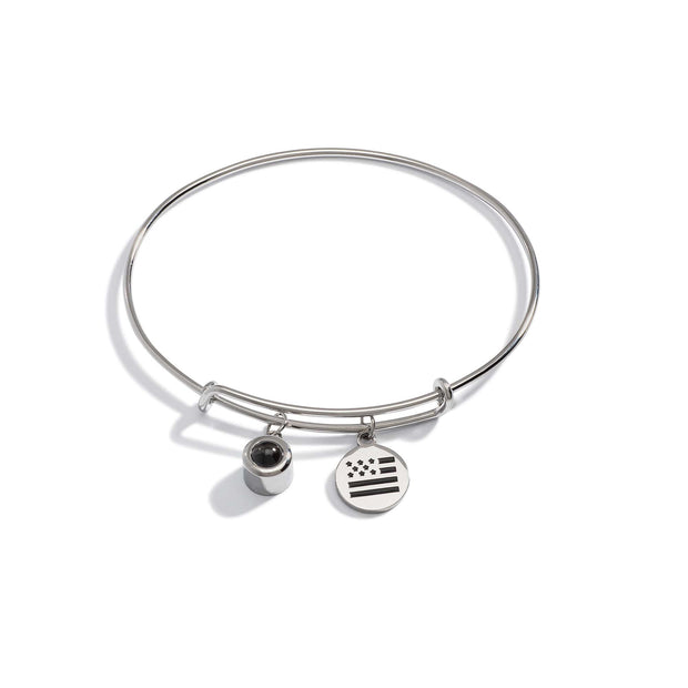 Personalized Photo Bangle With USA Flag Charm